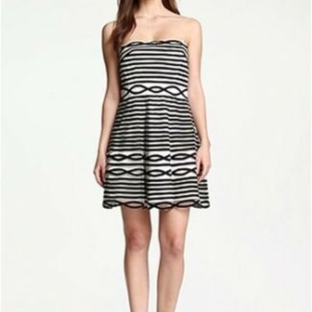 Stripe Tulle Fit & Flare Dress